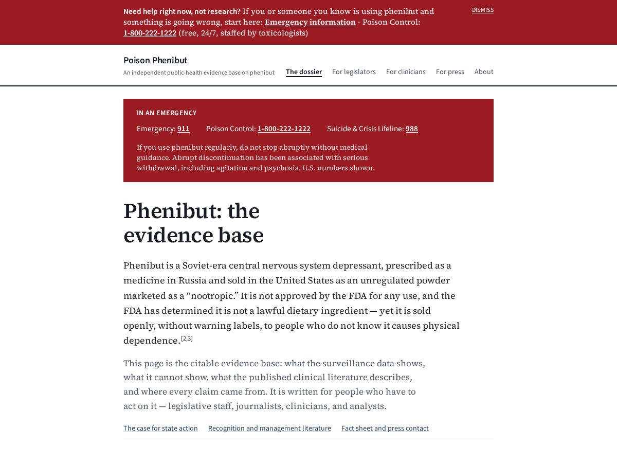 Landing-page snapshot of phenibutwithdrawal.org