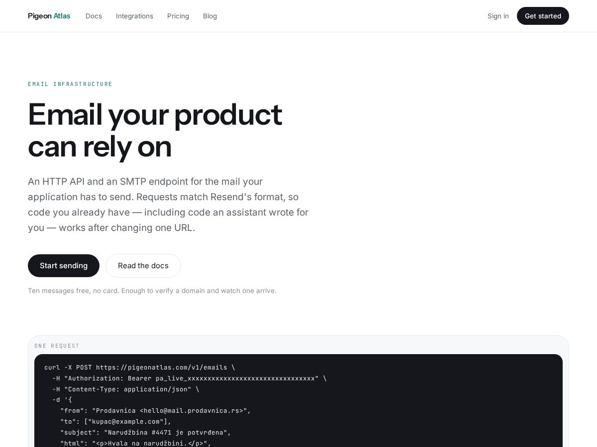Landing-page snapshot of pigeonatlas.com