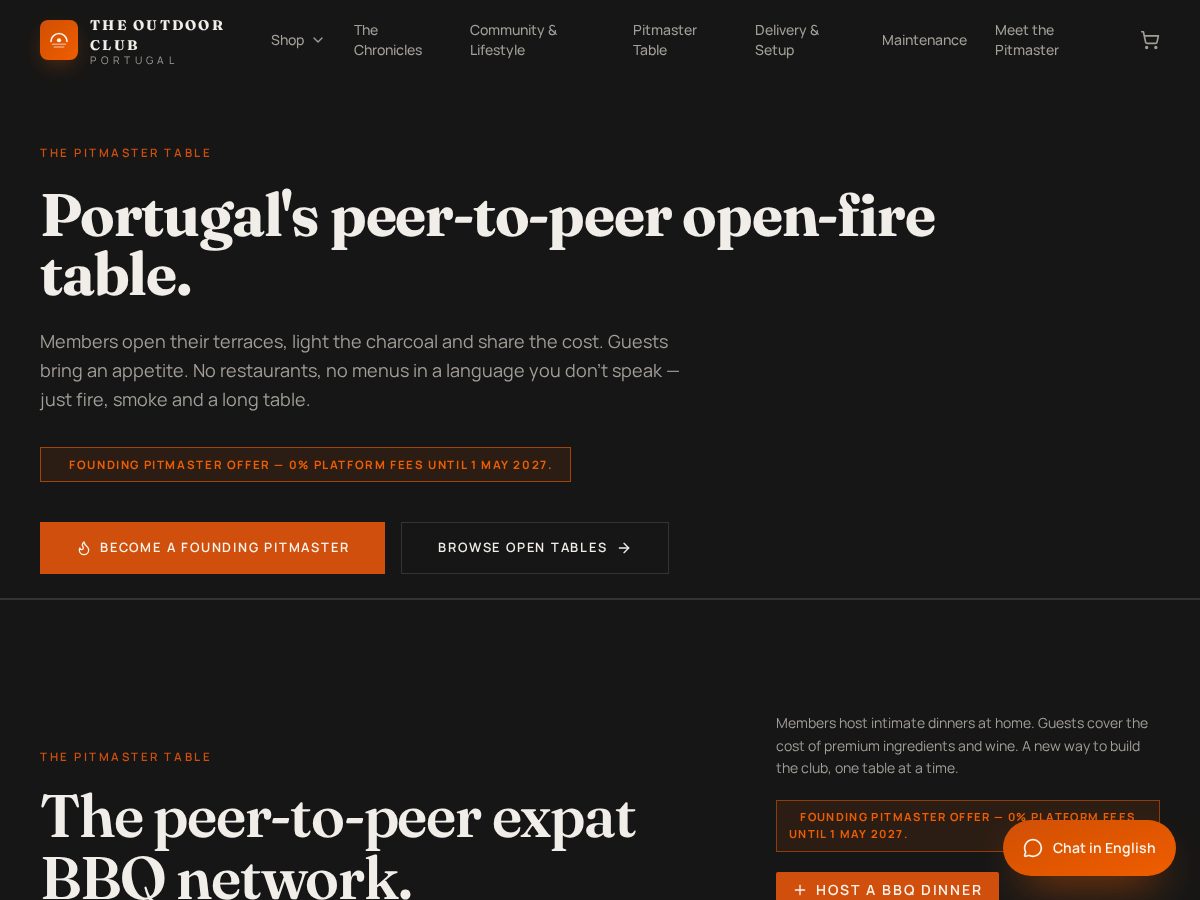 Landing-page snapshot of pitmastertable.com