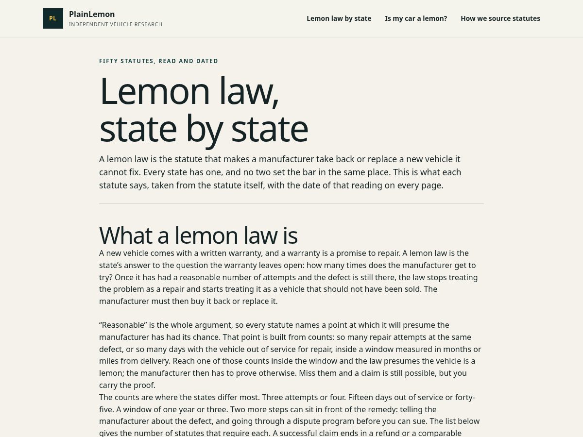 Landing-page snapshot of plainlemon.com