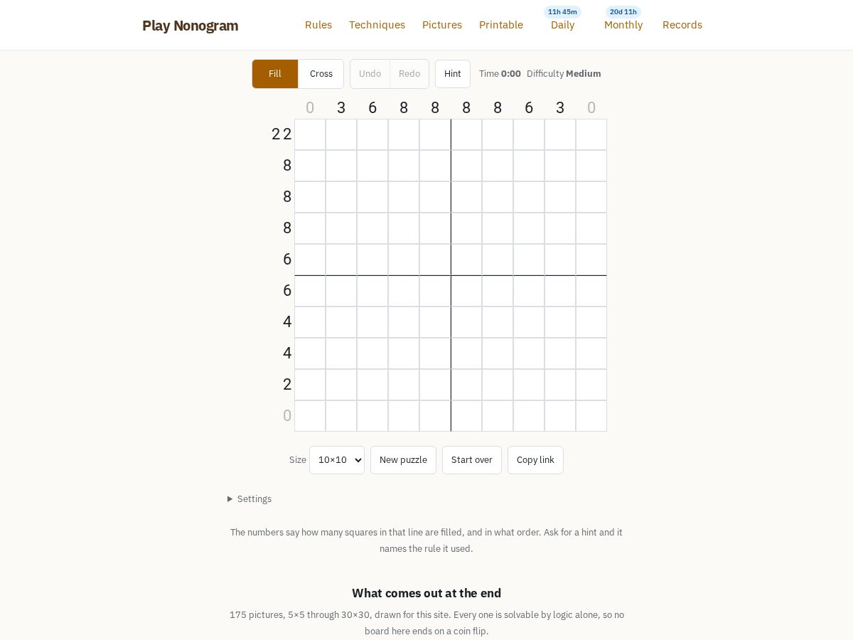 Landing-page snapshot of play-nonogram.com