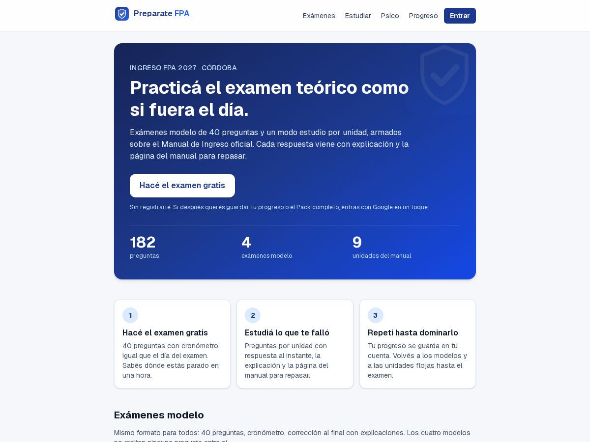 Landing-page snapshot of preparatefuerzas.com