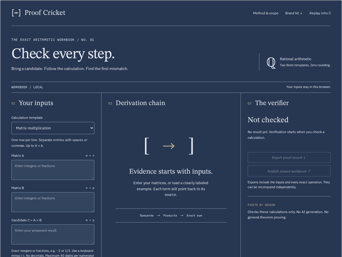 Landing-page snapshot of proofcricket.xyz