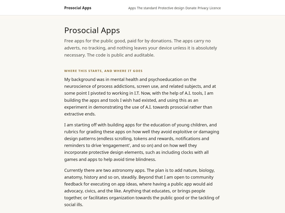 Landing-page snapshot of prosocial-apps.org