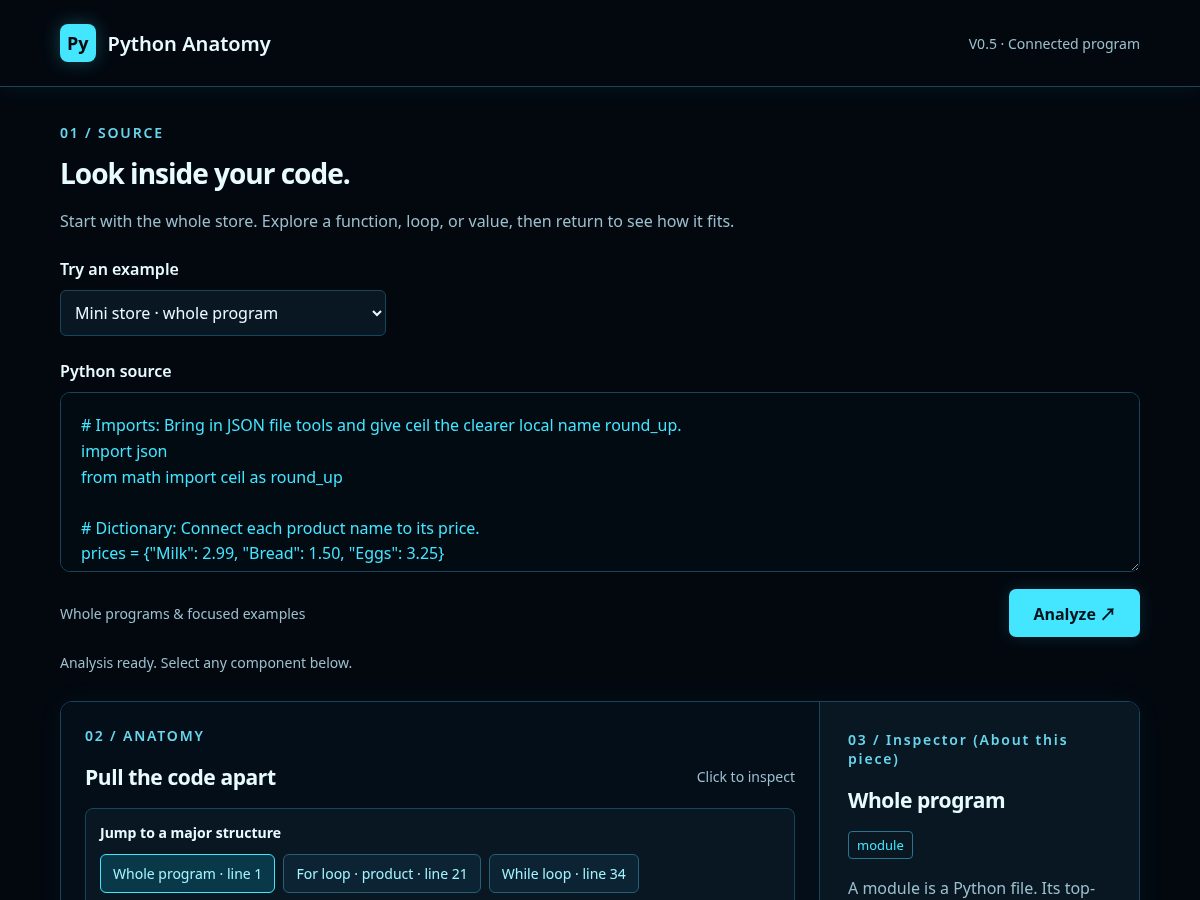 Landing-page snapshot of pythonanatomy.com