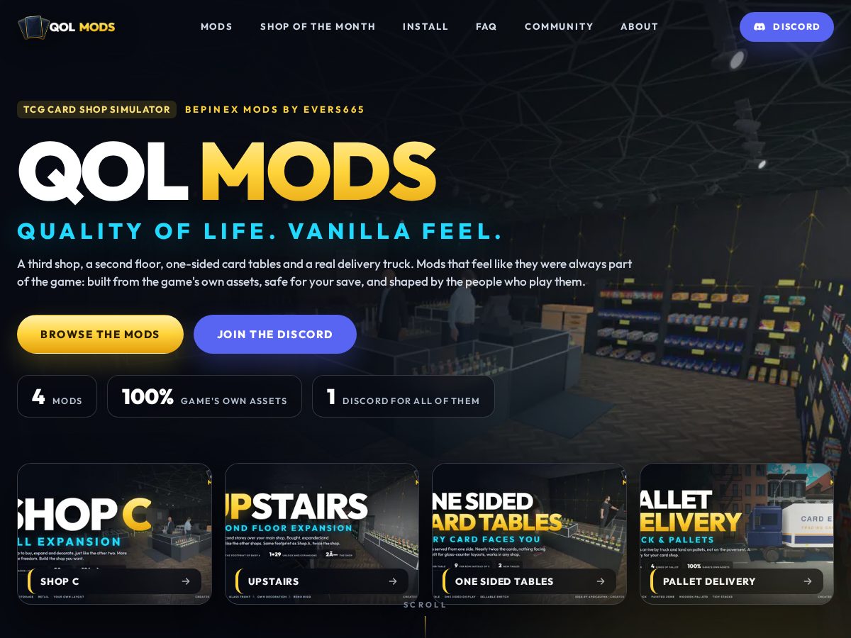 Landing-page snapshot of qolmods.com
