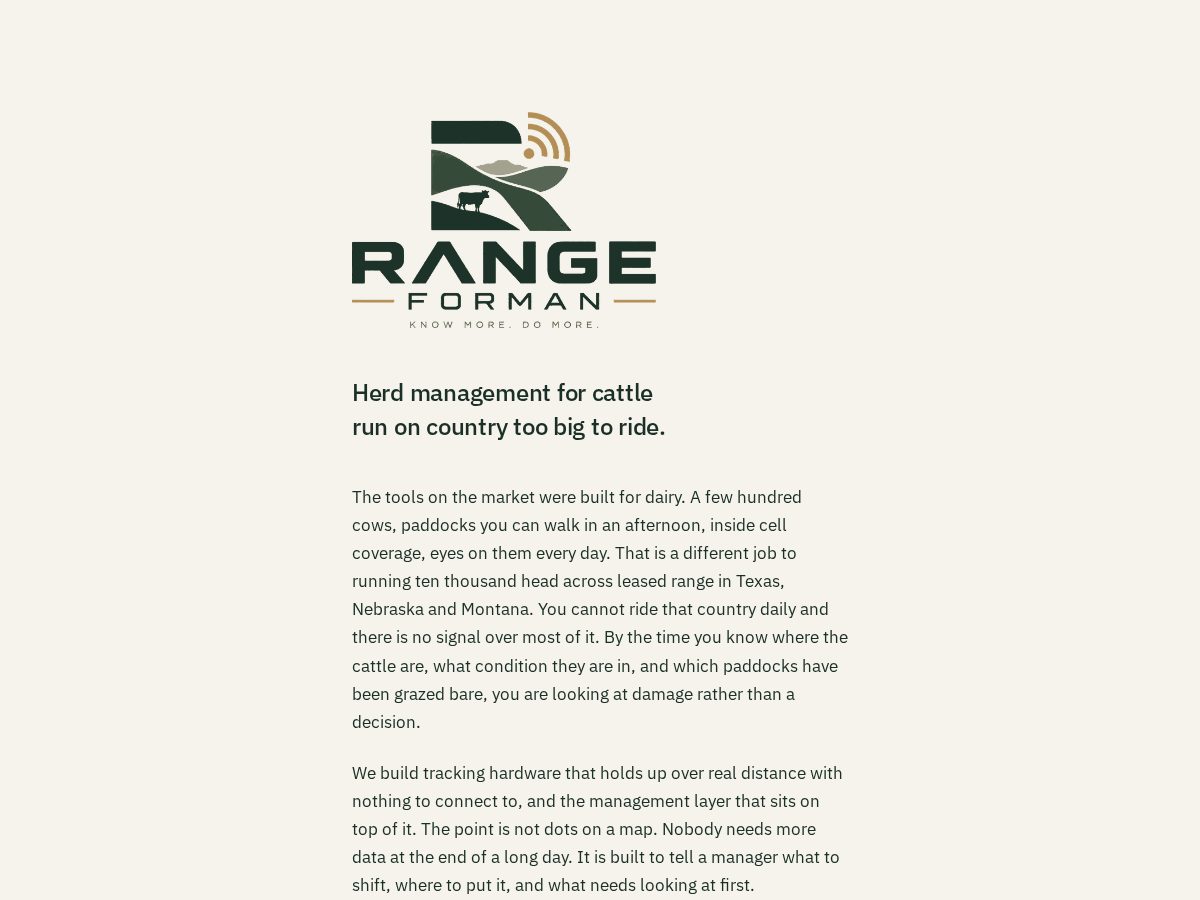 Landing-page snapshot of rangeforman.com