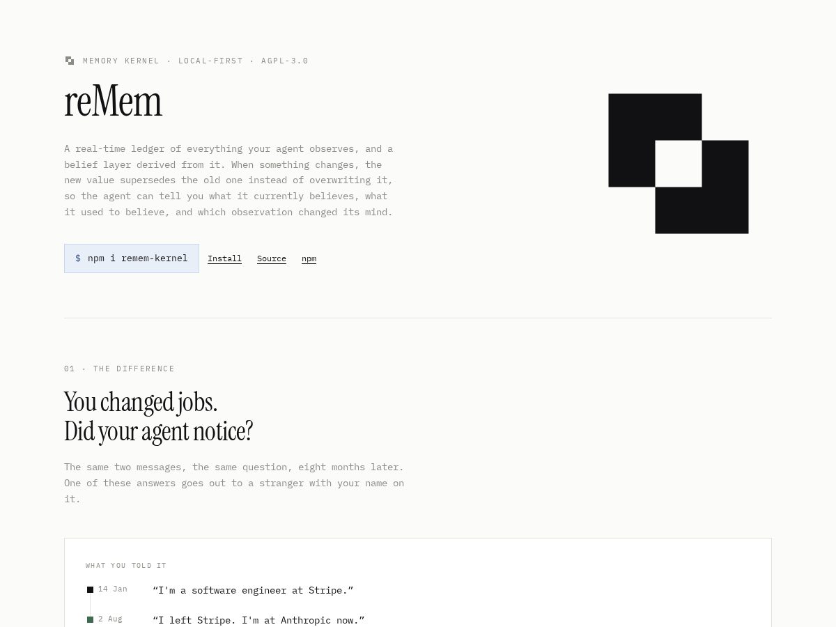 Landing-page snapshot of re-mem.com