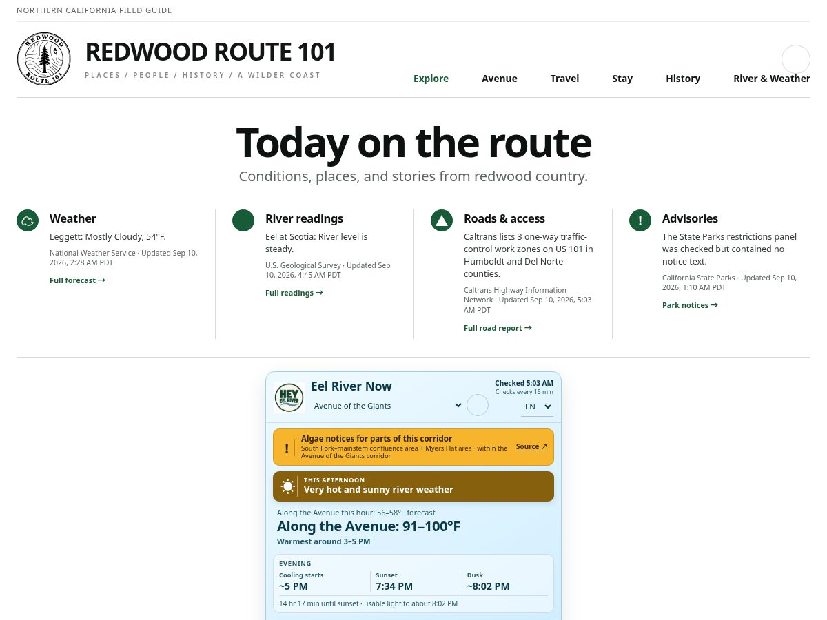 Landing-page snapshot of redwoodroute101.com