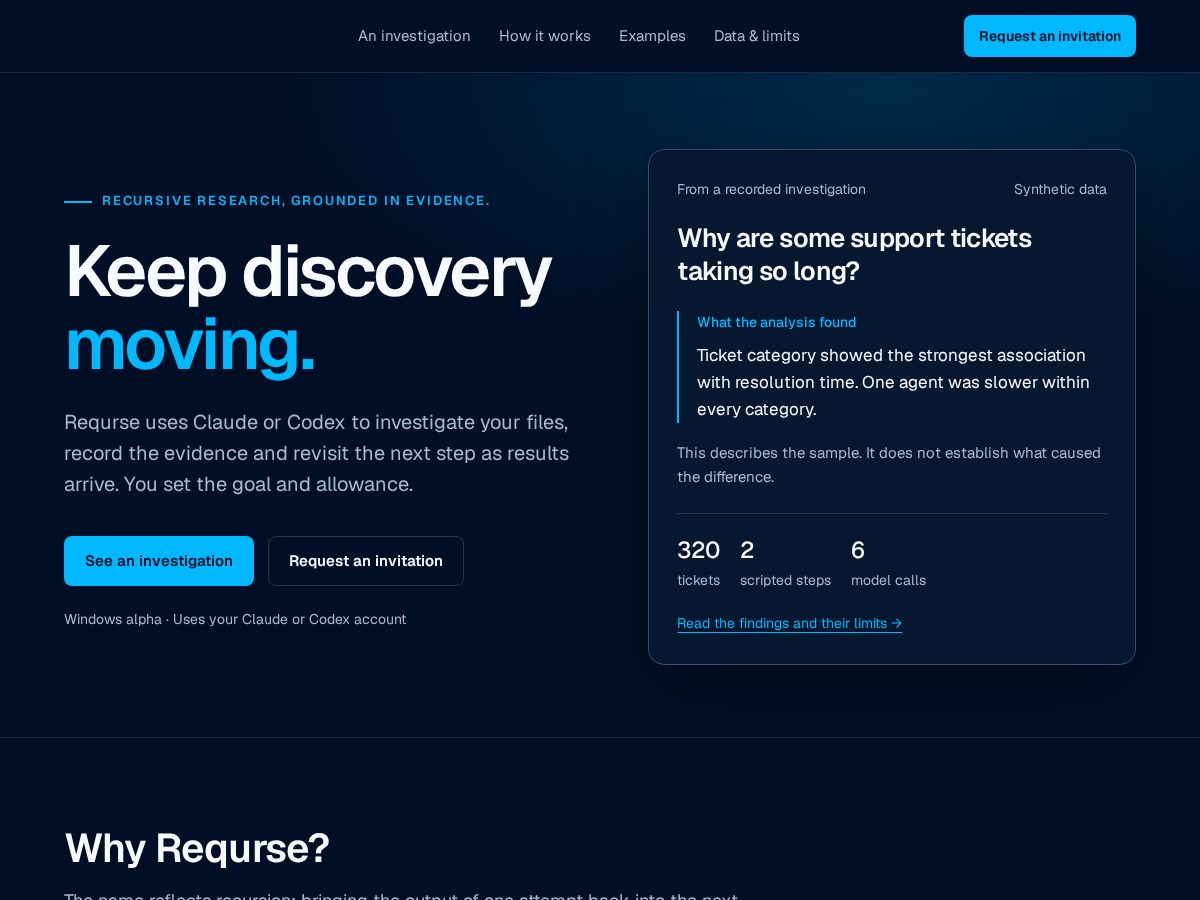 Landing-page snapshot of requrse.com