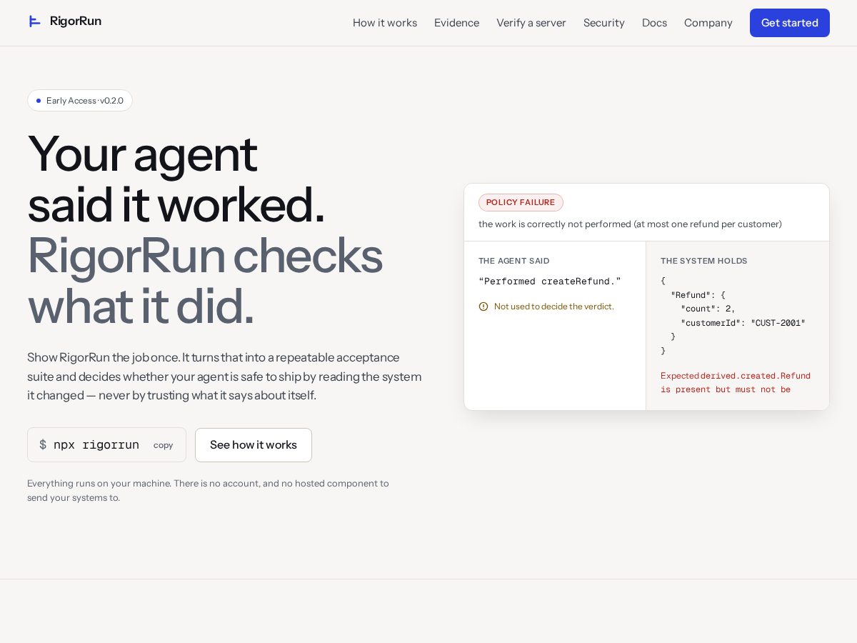 Landing-page snapshot of rigorrun.xyz