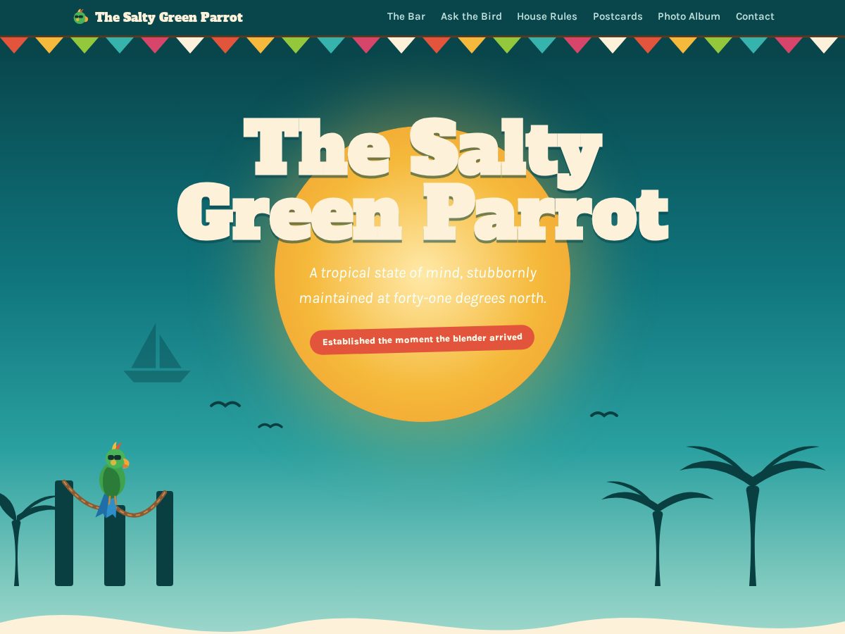 Landing-page snapshot of saltygreenparrot.com