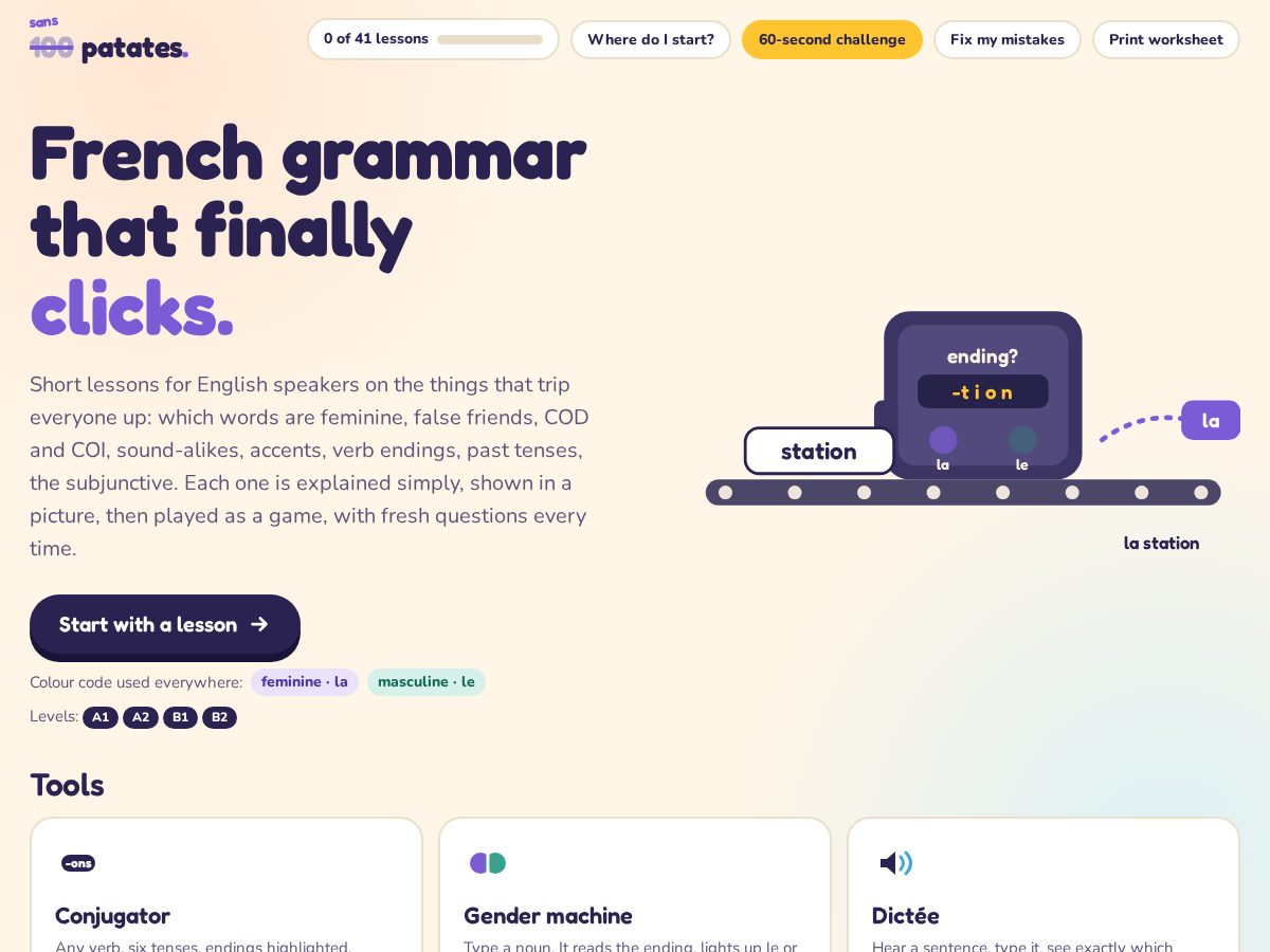 Landing-page snapshot of sanspatates.com
