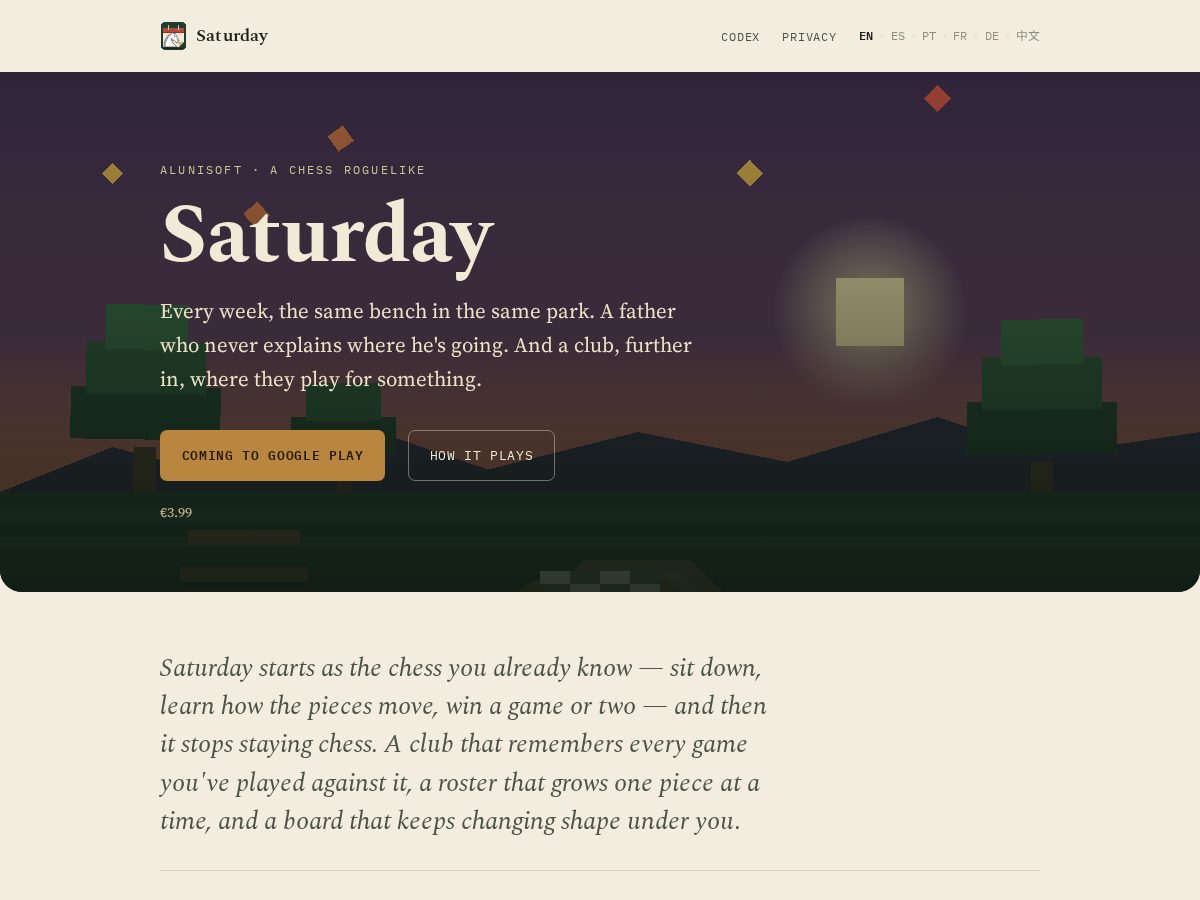 Landing-page snapshot of saturdaychess.com