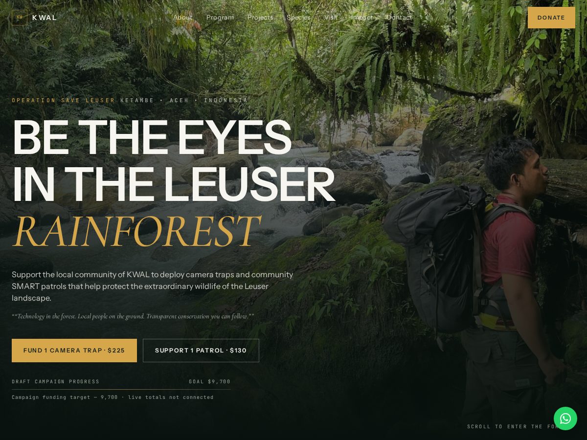 Landing-page snapshot of saveorangutan.com