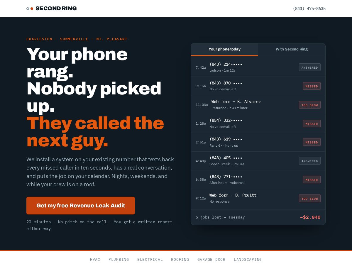 Landing-page snapshot of secondring.org