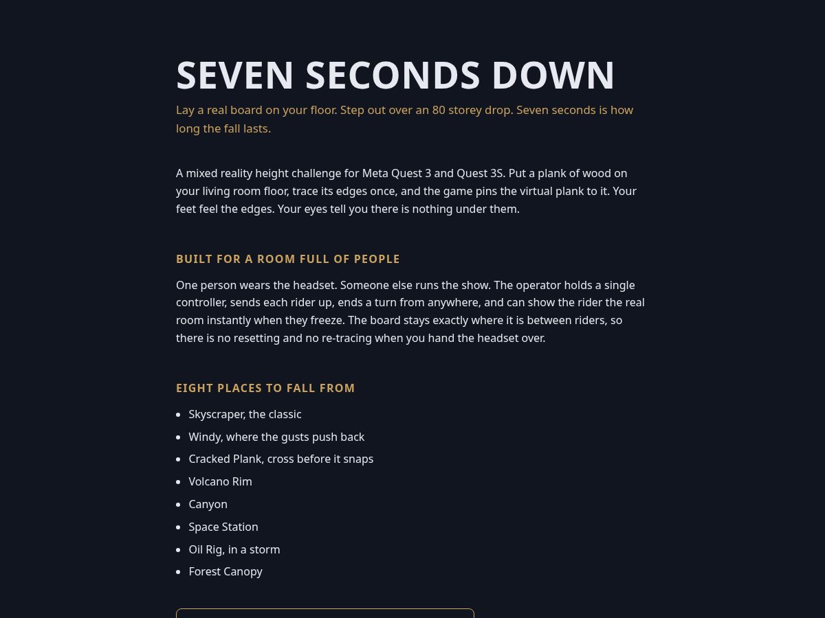 Landing-page snapshot of sevensecondsdown.com