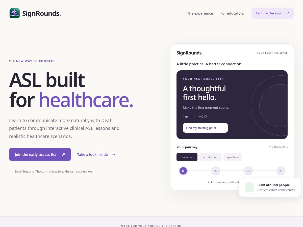 Landing-page snapshot of signrounds.com