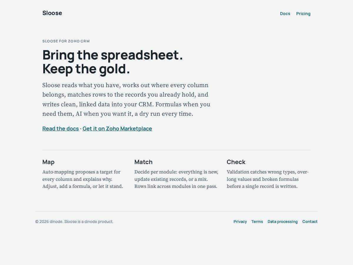 Landing-page snapshot of sloose.com