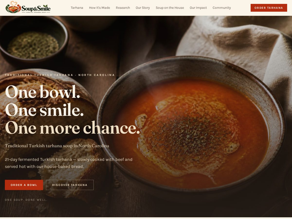 Landing-page snapshot of soupandsmile.com