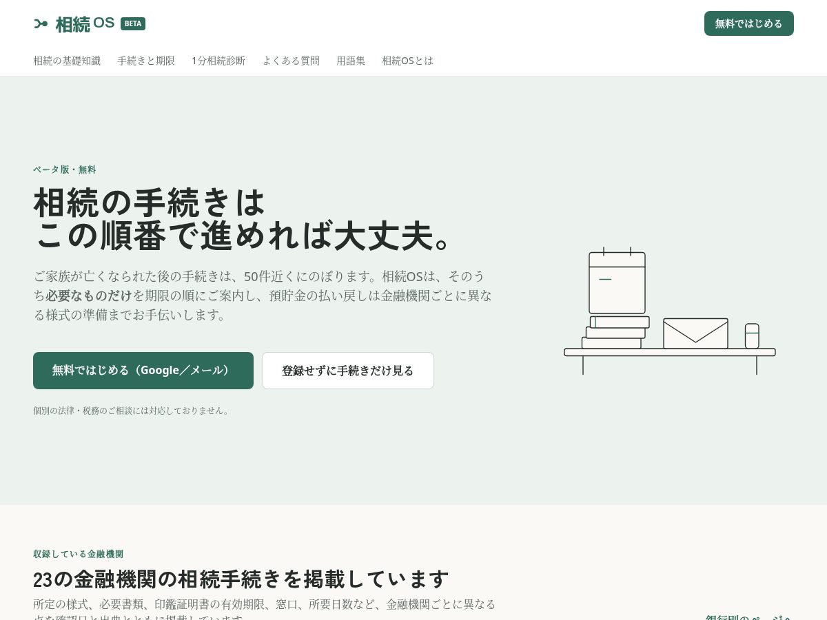 Landing-page snapshot of souzoku-os.com