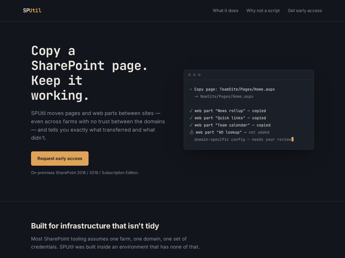 Landing-page snapshot of sputil.com