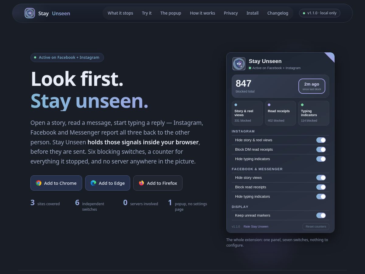 Landing-page snapshot of stayunseen.bond