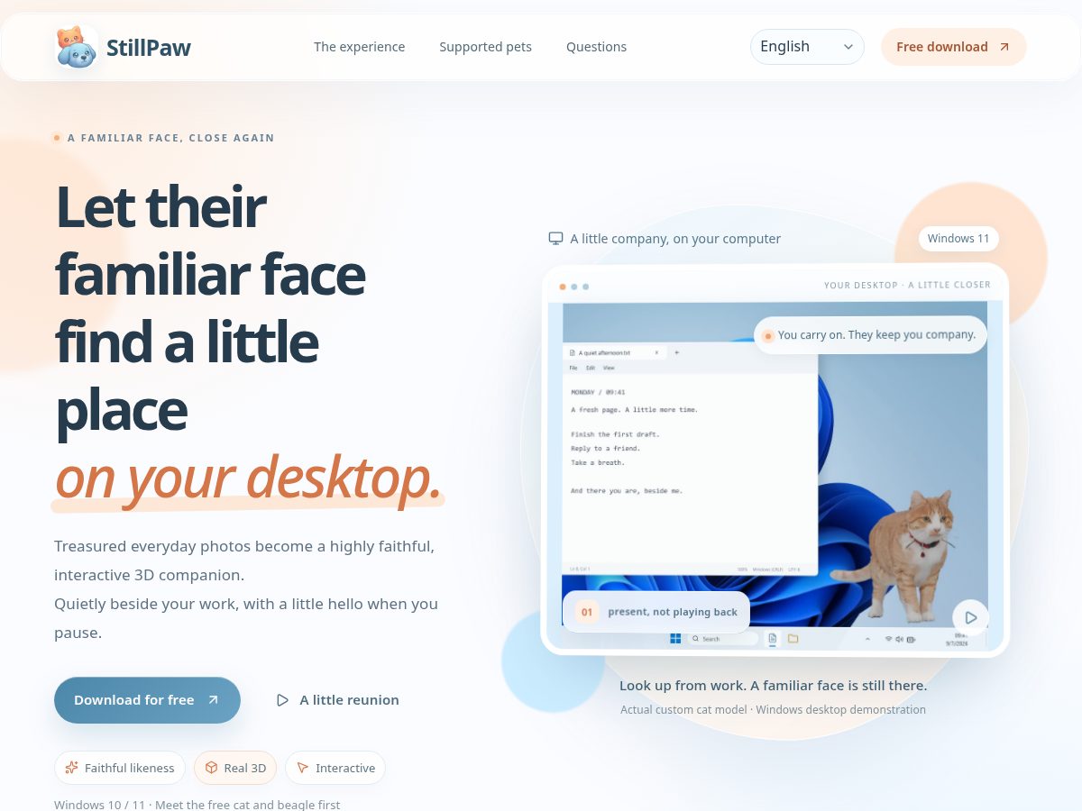 Landing-page snapshot of stillpaw.net