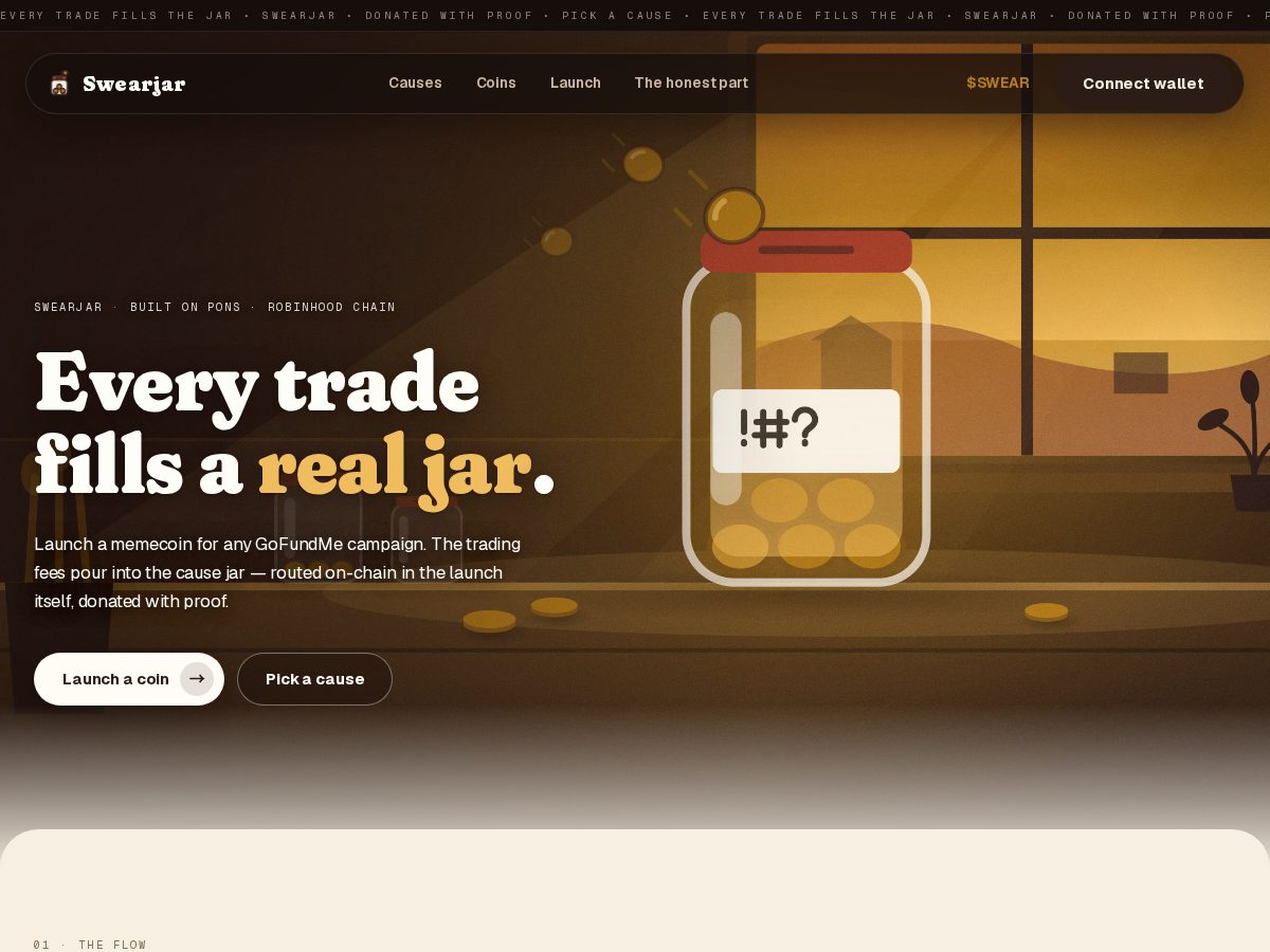 Landing-page snapshot of swearjar.charity