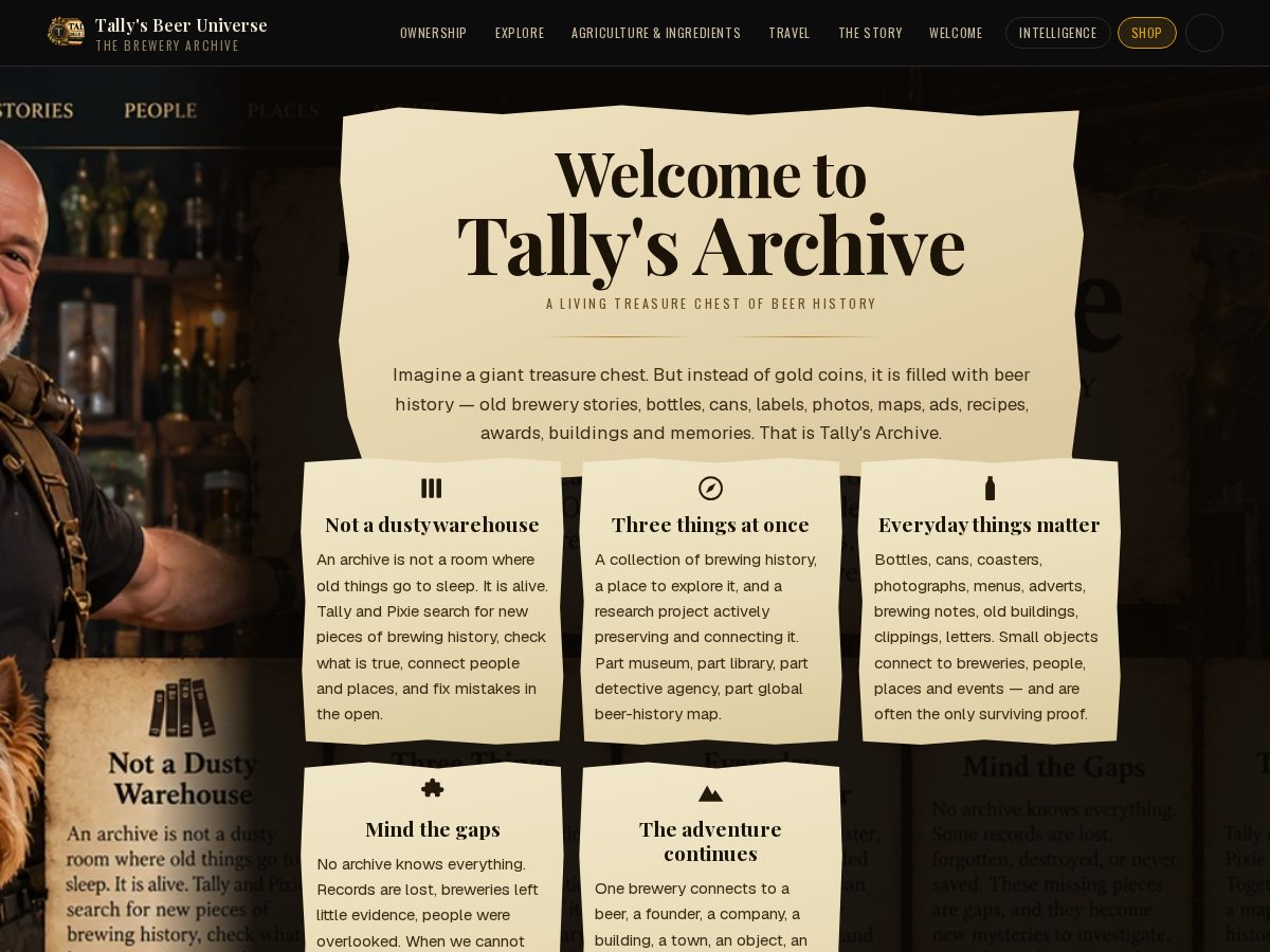 Landing-page snapshot of tallysbeeruniverse.com