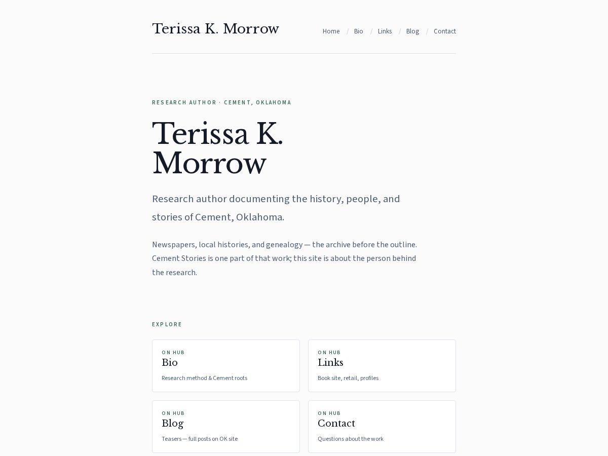 Landing-page snapshot of terissakmorrow.com