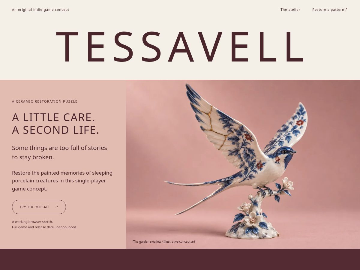 Landing-page snapshot of tessavell.com