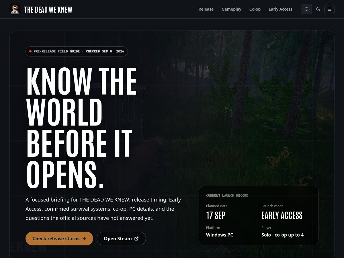 Landing-page snapshot of the-dead-we-knew.wiki