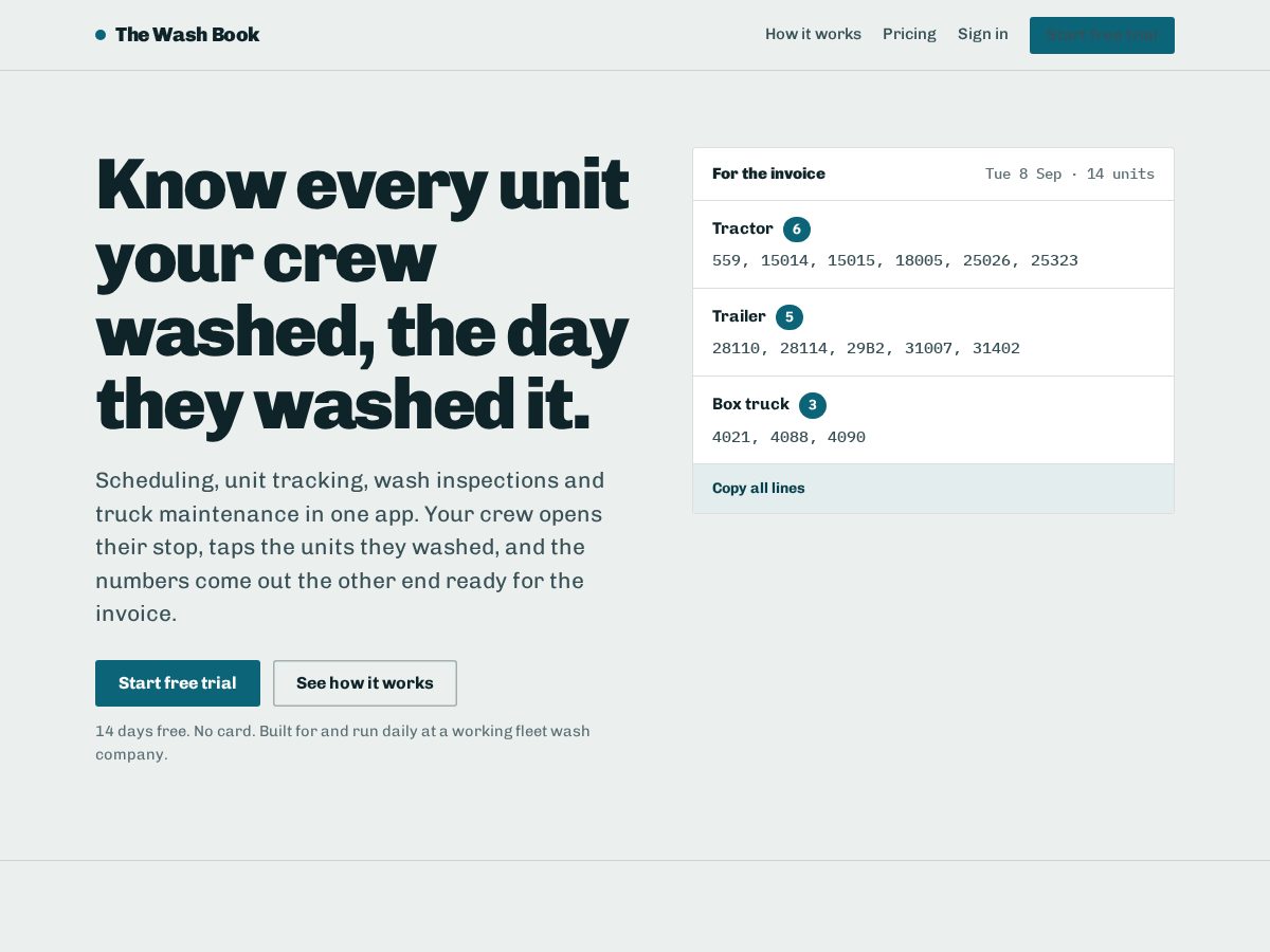 Landing-page snapshot of thewashbook.com