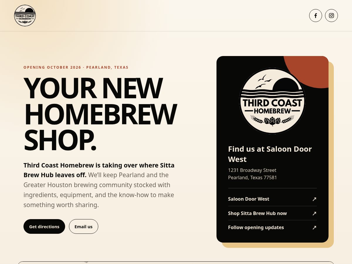 Landing-page snapshot of thirdcoasthomebrew.com