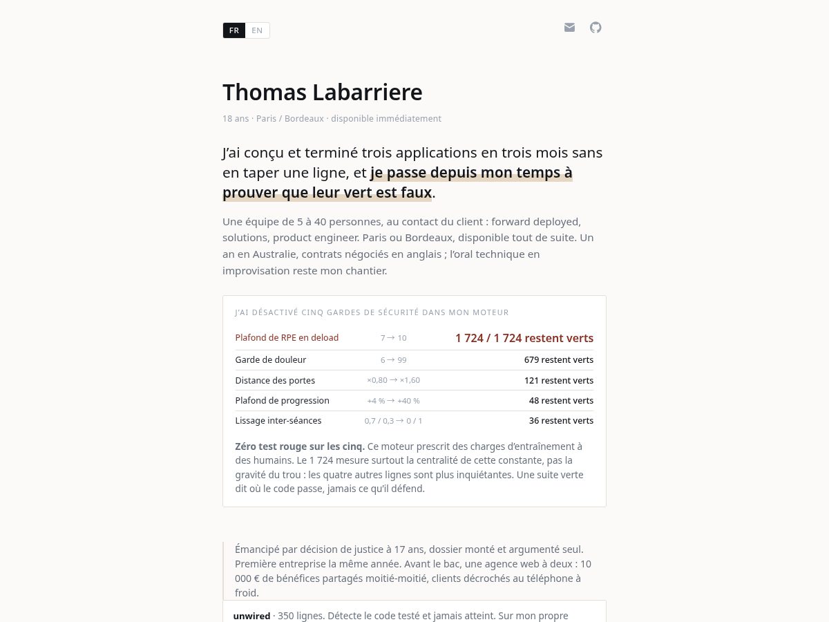 Landing-page snapshot of thomaslabarriere.com