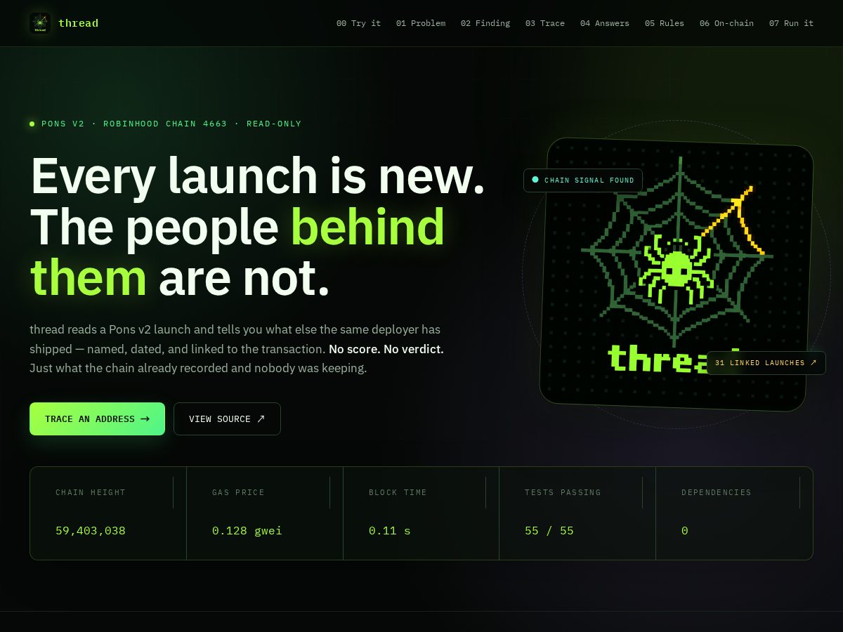 Landing-page snapshot of thread-pons.com