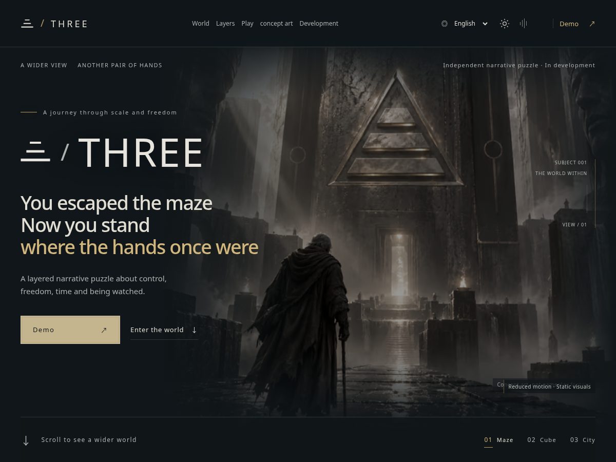 Landing-page snapshot of three.land