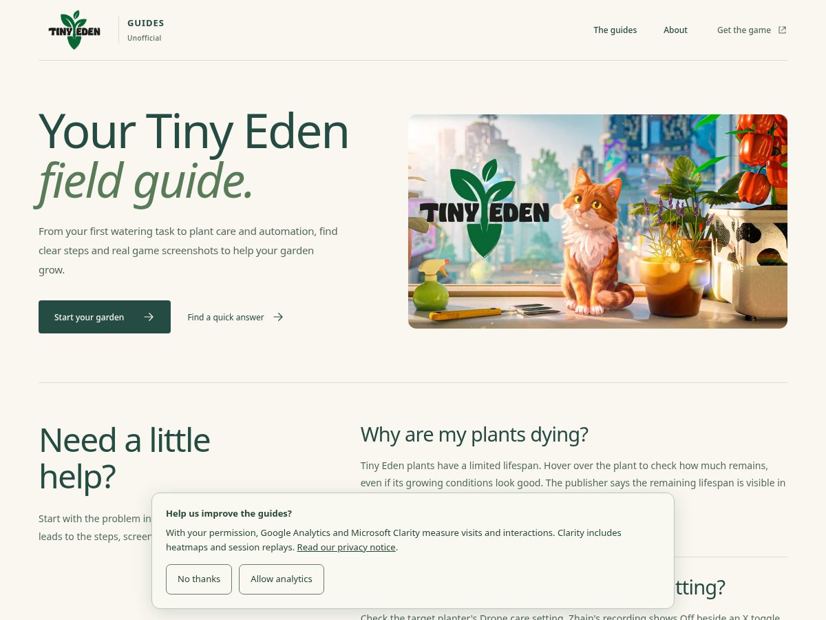 Landing-page snapshot of tinyeden.org