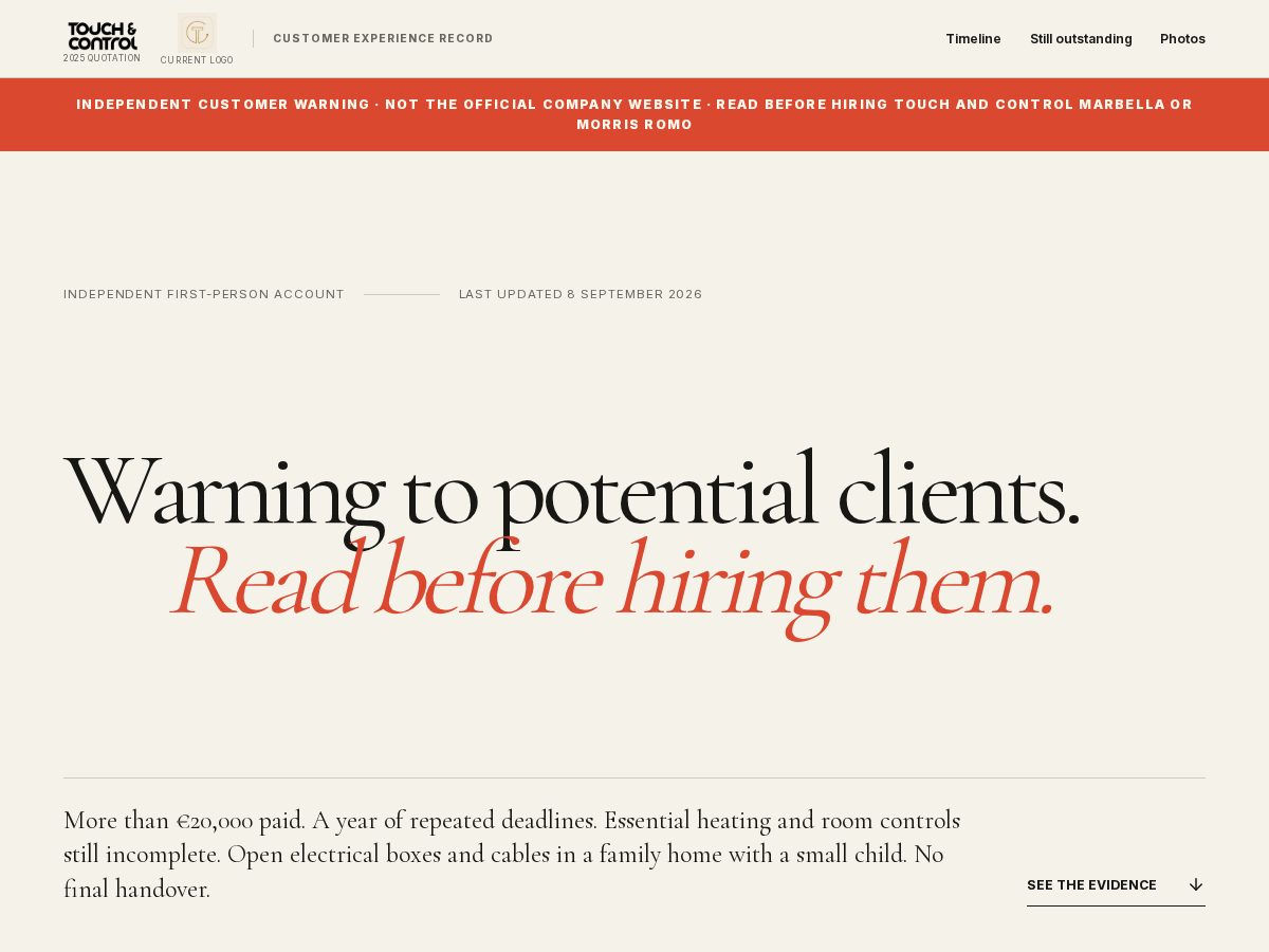 Landing-page snapshot of touchandcontrol.review