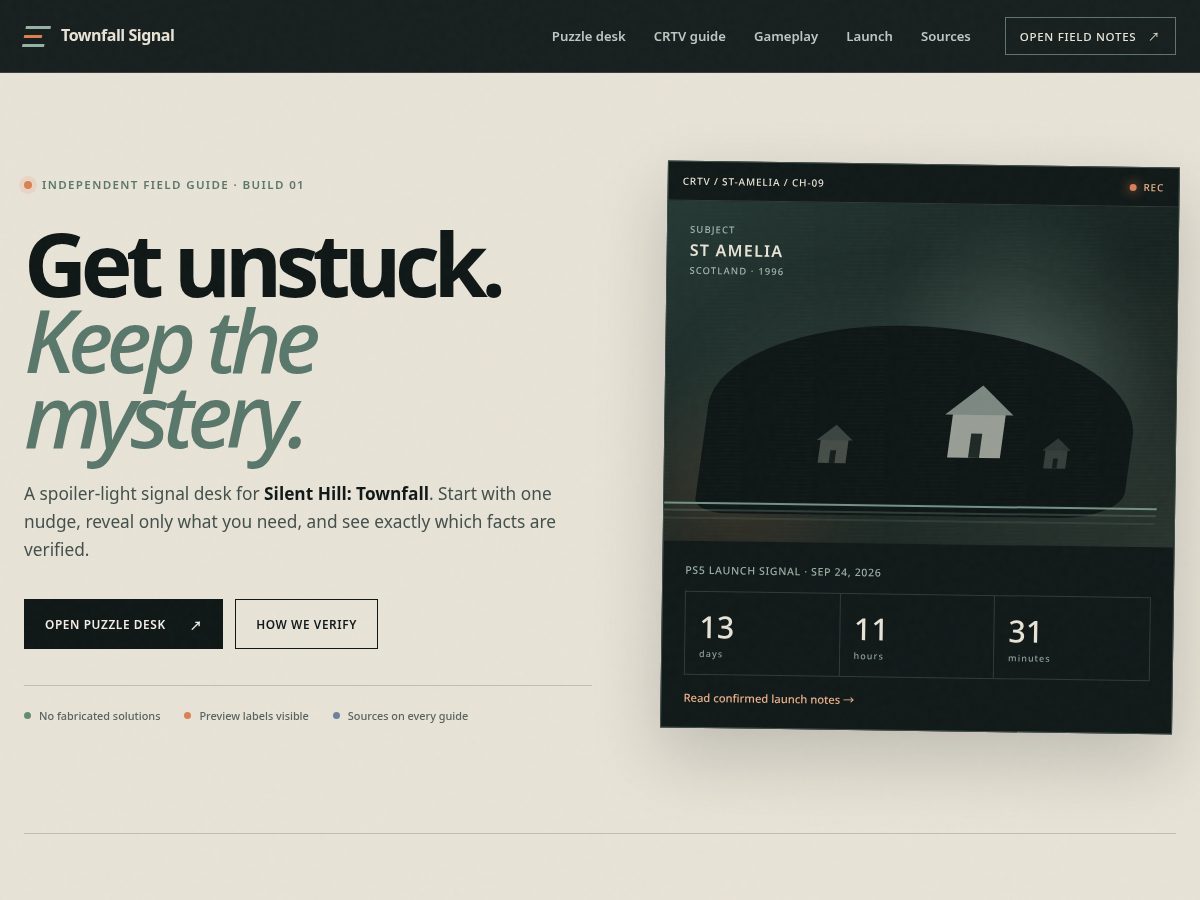 Landing-page snapshot of townfallsignal.info