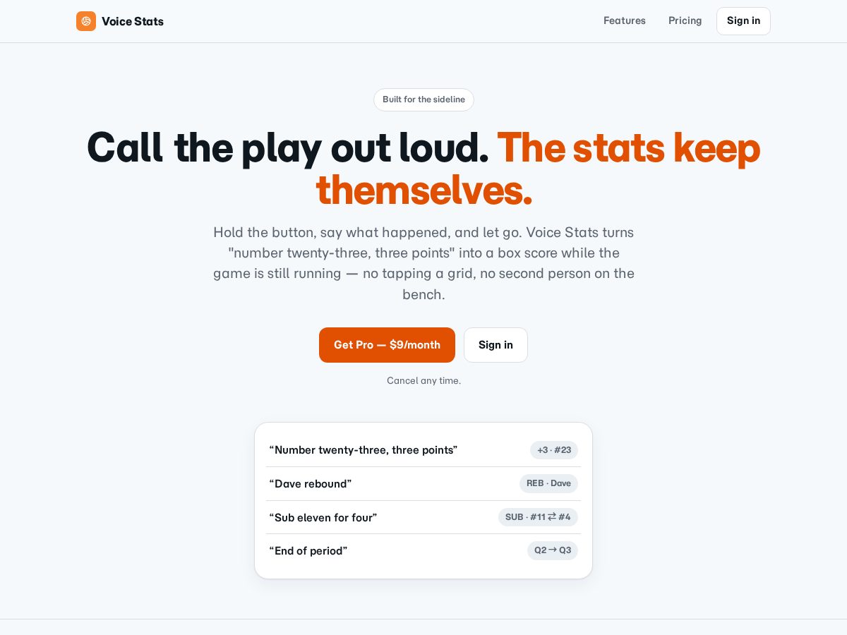 Landing-page snapshot of tryvoicestats.com