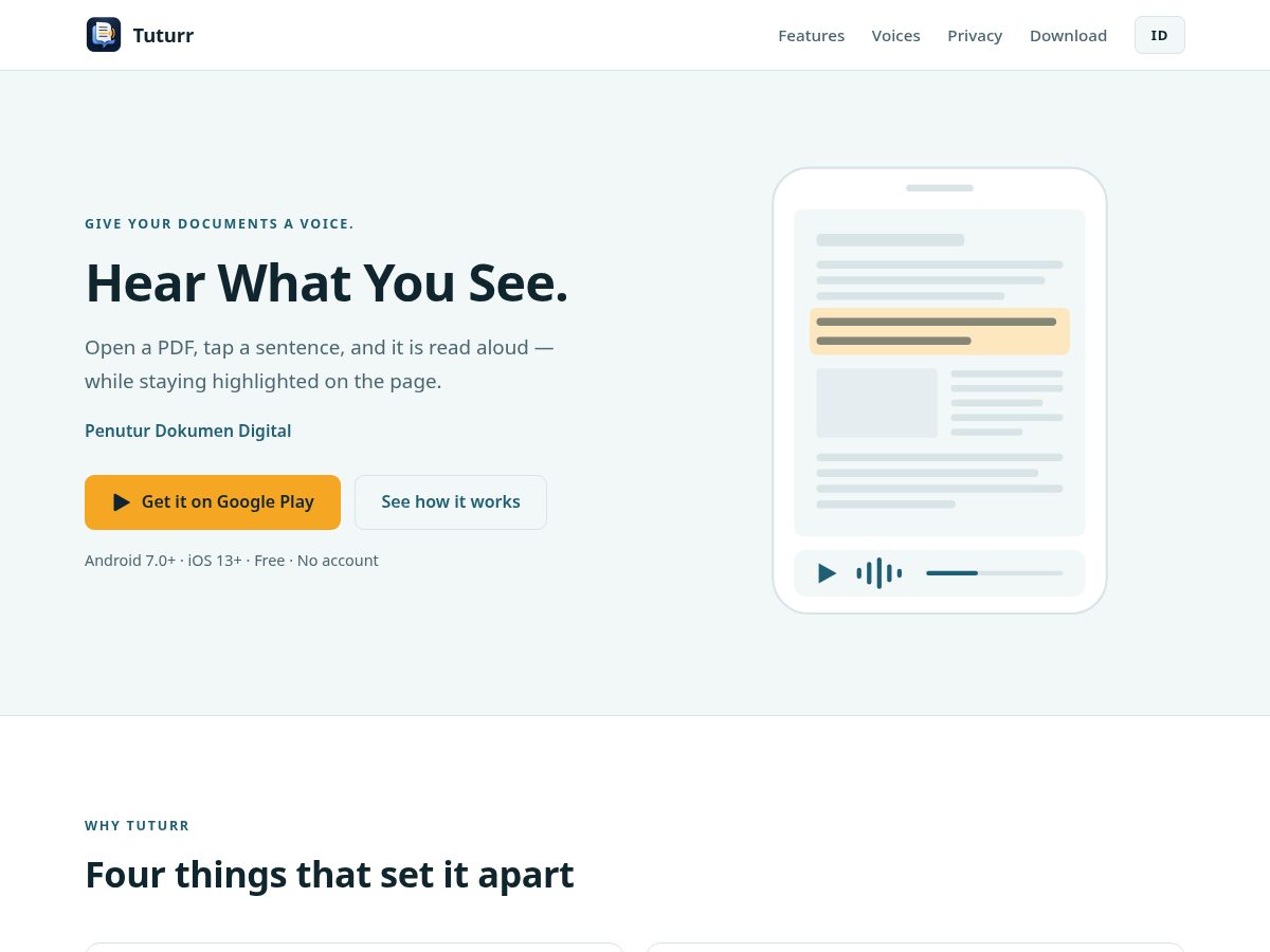 Landing-page snapshot of tuturr.com