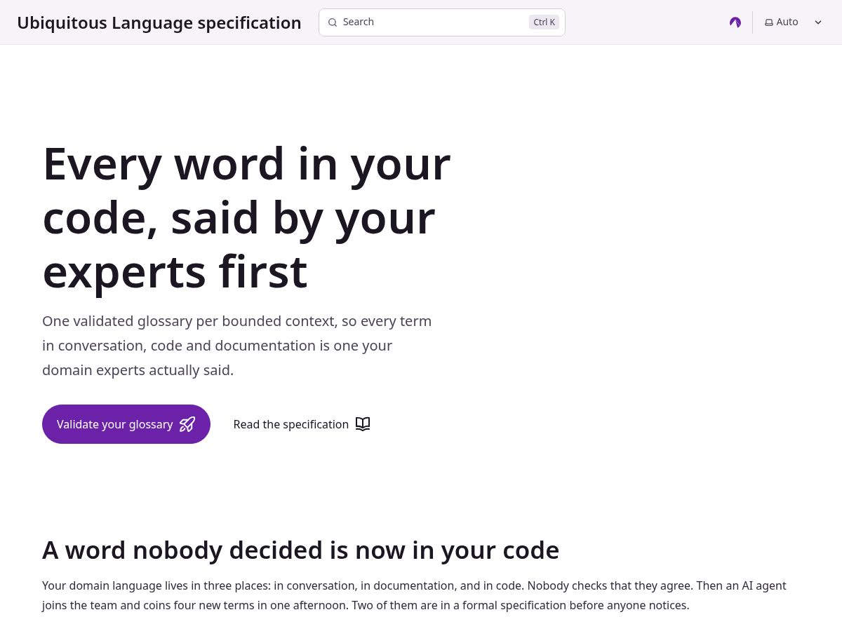 Landing-page snapshot of ubiquitouslanguage.org