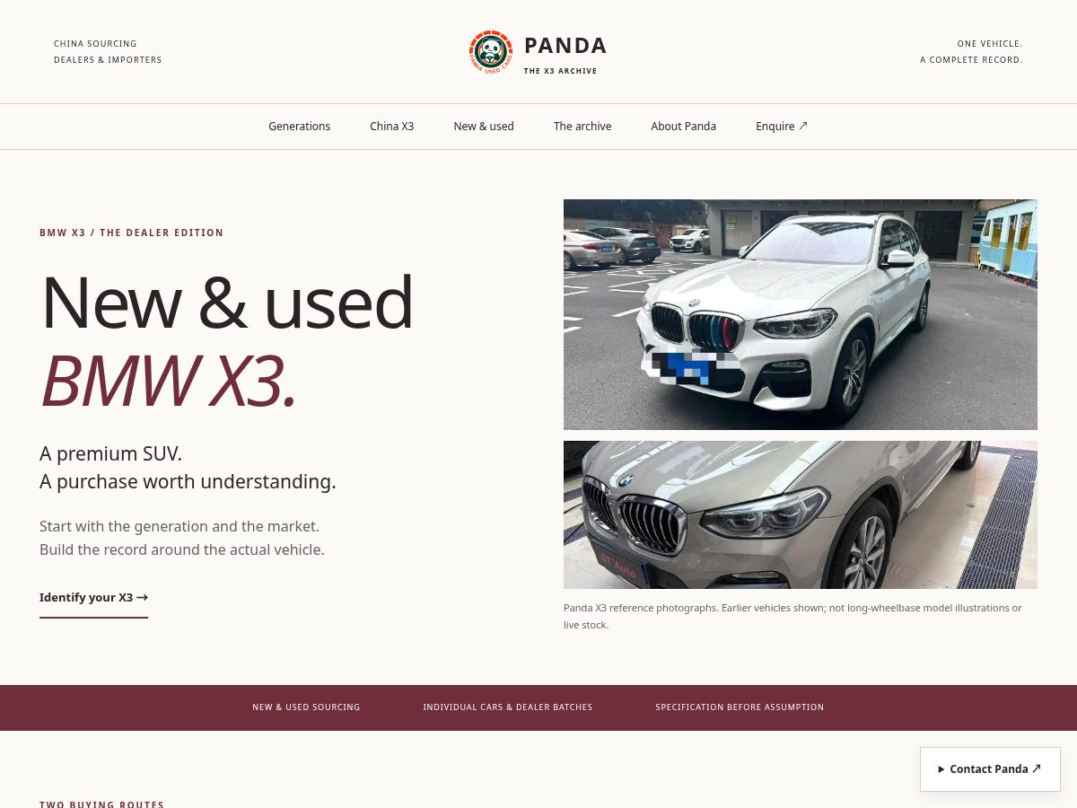 Landing-page snapshot of usedbmwx3.com