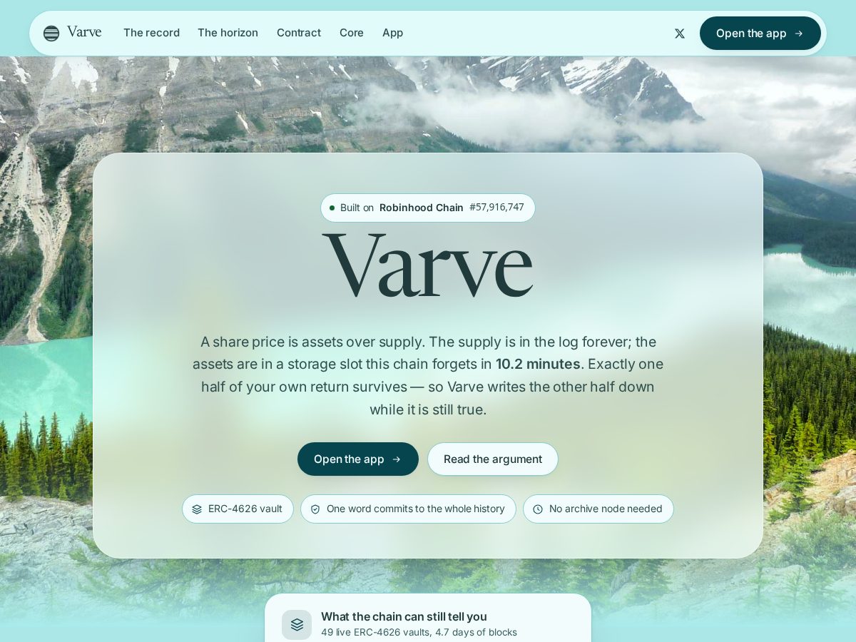 Landing-page snapshot of usevarve.xyz