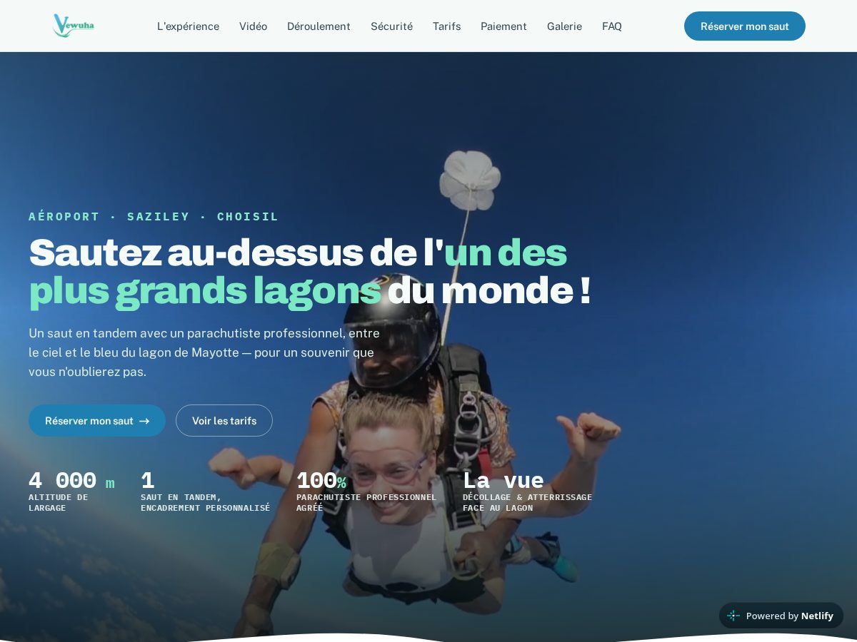 Landing-page snapshot of vewuha-parachutisme.com