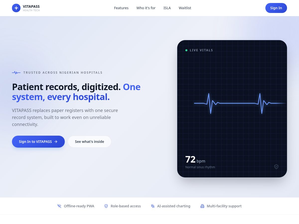 Landing-page snapshot of vitapass.org