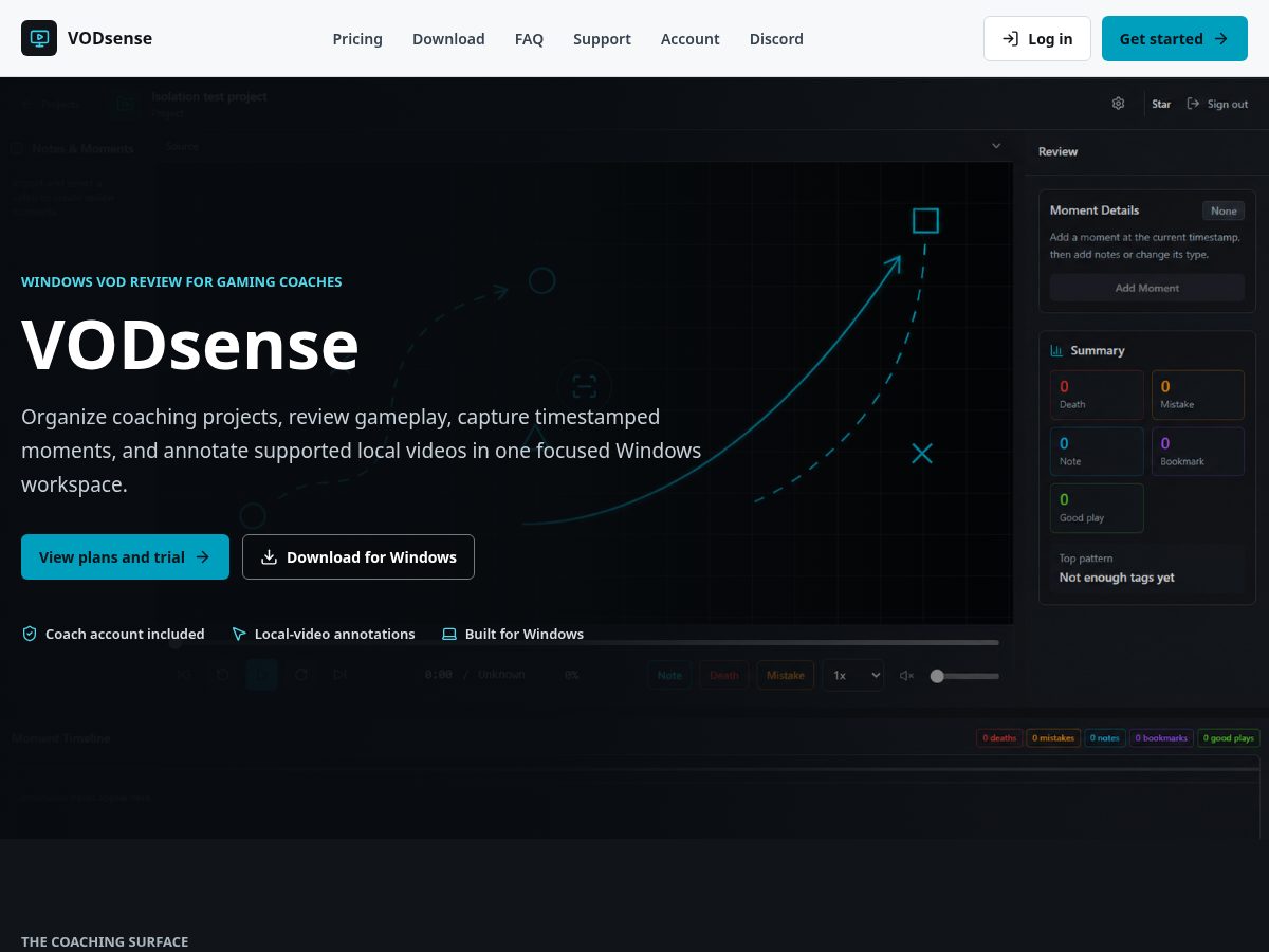 Landing-page snapshot of vodsense.com