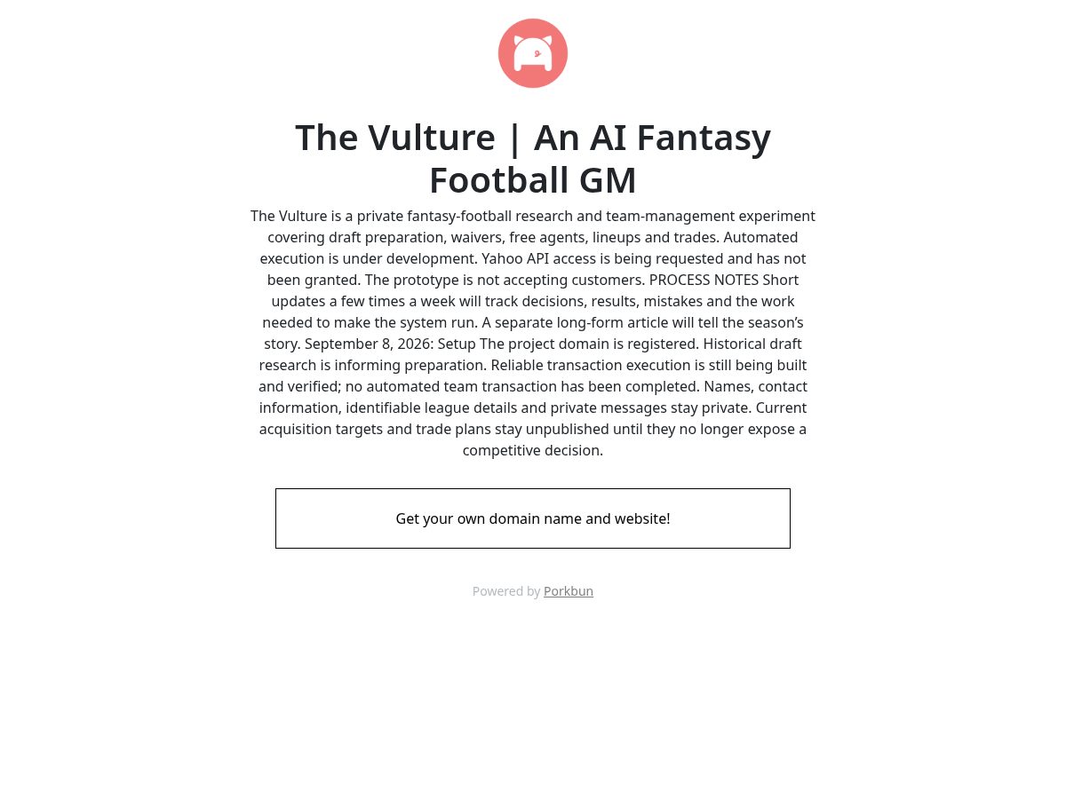Landing-page snapshot of vulturegm.com